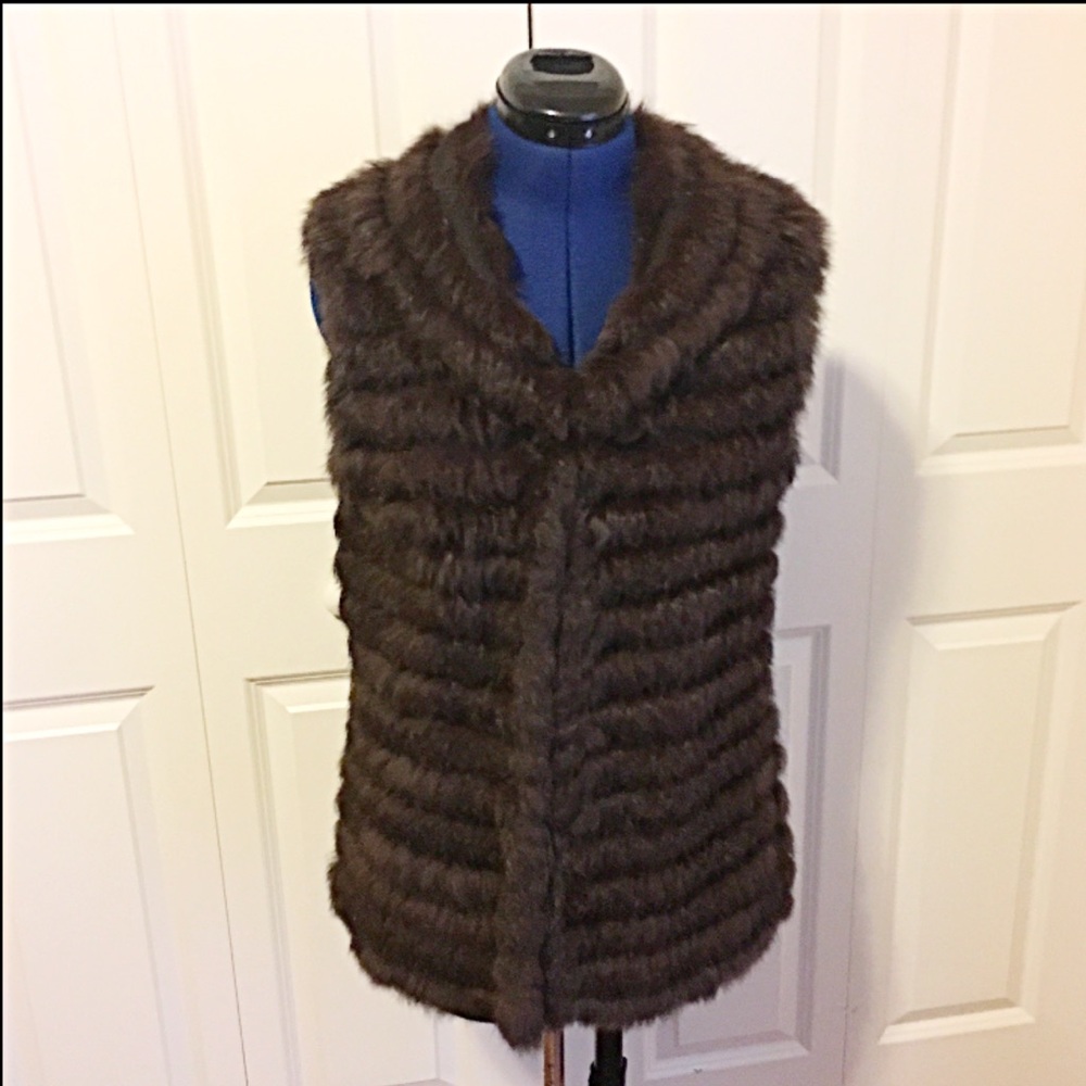 Real Rabbit Fur Brown Vest